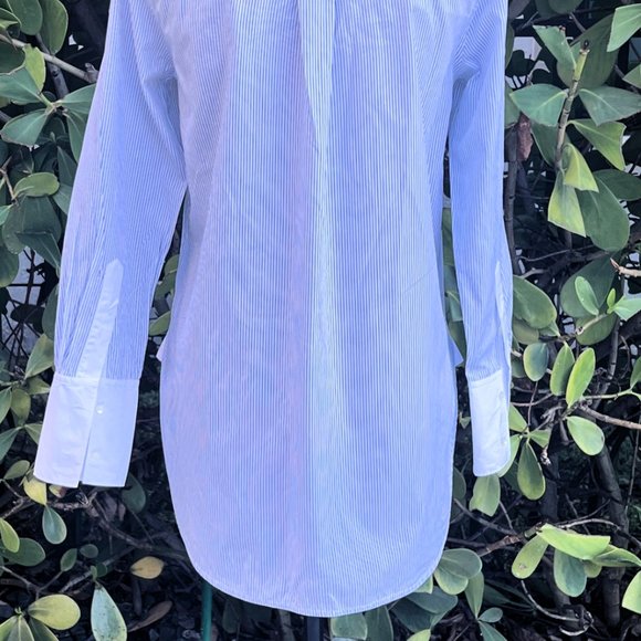 VINCE Striped Color Block White Button Down Shirt Size 2 - Picture 12 of 16